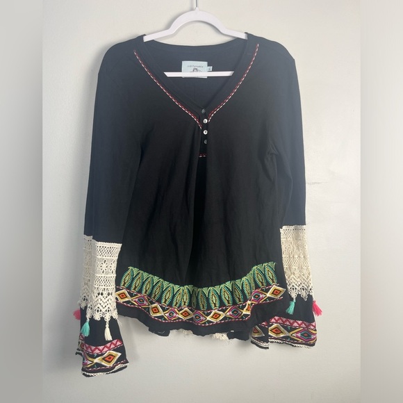 Anthropologie Judith March Embroidered Crochet Top Size Large - Picture 1 of 5